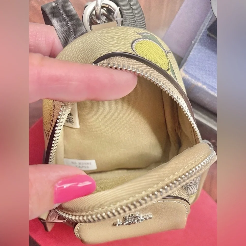 Coach CardHolder/KeyChain/BagCharm ADORABLE Lemon Micro-Mini Backpack NWT - Picture 9 of 15